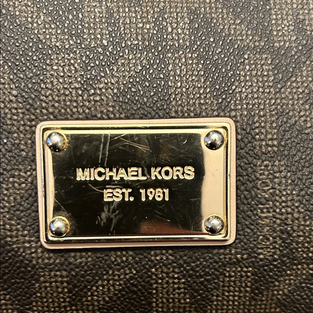 Michael Kors Brown Signature MK Monogram Crossbody Shoulder Bag Purse - Picture 7 of 16